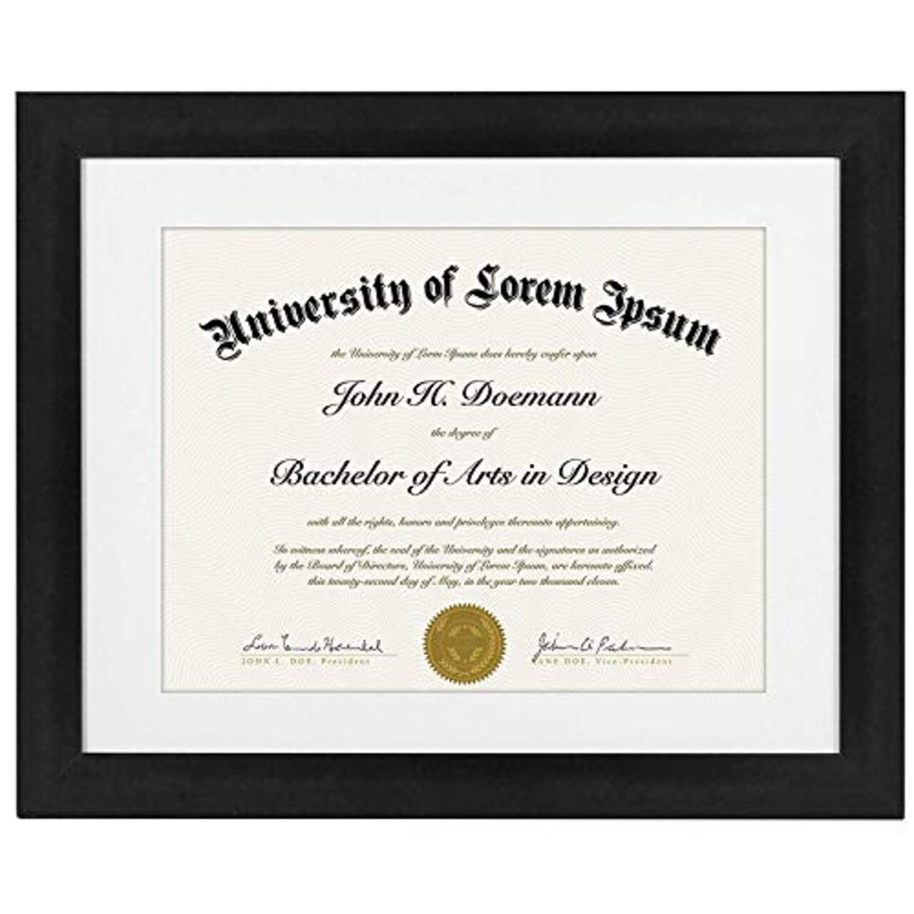 Americanflat 11x14 Diploma Frame in Black - Displays 8.5x11 Diplomas with Mat or 11x14 Without Mat - Shatter-Resistant Glass and Hanging Hardware Included